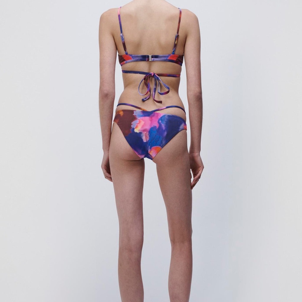NWT Medium Set Jonathan Simkhai Emmalynn Bikini Cobalt Watercolor $230 - Picture 4 of 11